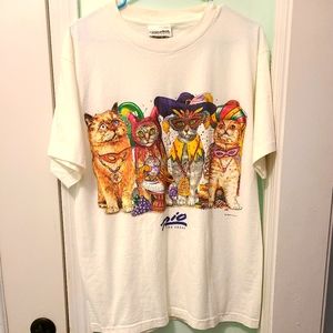 Vintage Cats Rio Casino Las Vegas Mardi Gras Double Sided T-Shirt **Large **